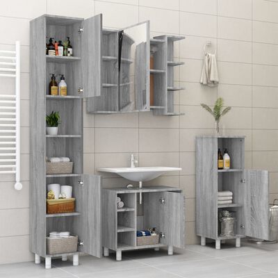 vidaXL Bathroom Mirror Cabinet Grey Sonoma 80x20.5x64cm Engineered Wood
