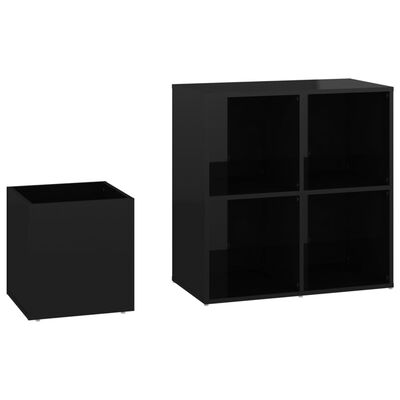 vidaXL Hall Shoe Cabinet High Gloss Black 105x35.5x70 cm Engineered Wood