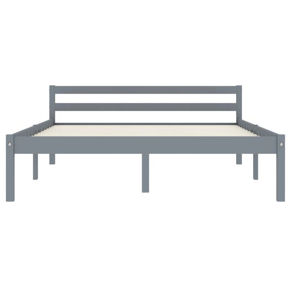 vidaXL Bed Frame without Mattress Grey Solid Pine Wood 120x200 cm