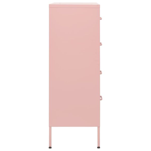 vidaXL Chest of Drawers Pink 80x35x101.5 cm Steel