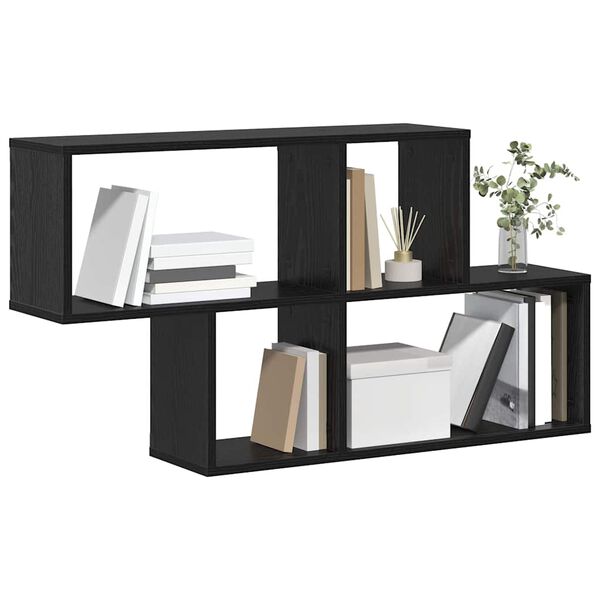 vidaXL Wall Shelf with Shelf Wall-mounted Black Engineered Wood
