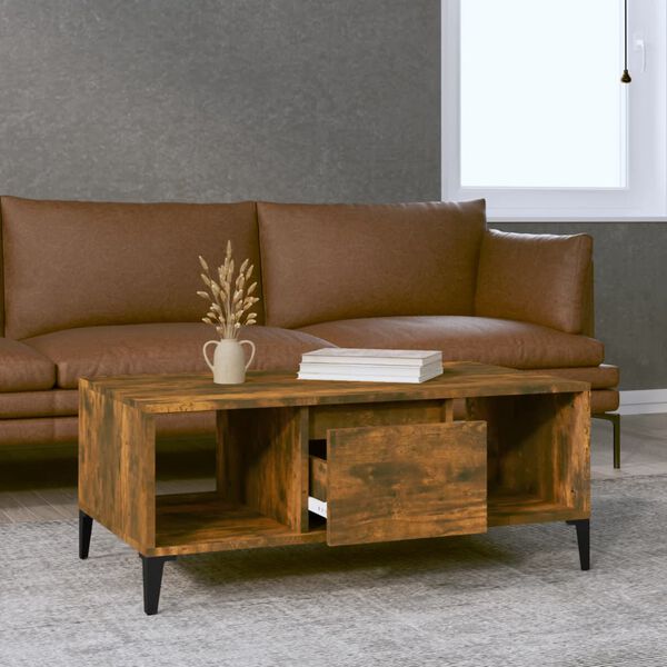 vidaXL Coffee Table Smoked Oak 90x50x36.5 cm Engineered Wood