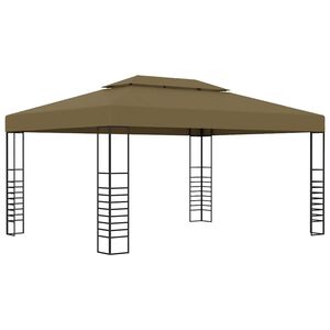vidaXL Gazebo | Taupe | Polyester, Steel | Large | Decorative Inlays | Gazebo