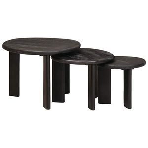 vidaXL Nesting Coffee Tables 3 pcs White &Oslash; 54 x 40 cm Solid Mango Wood