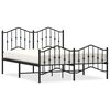 vidaXL Metal Bed Frame without Mattress with Footboard Black 135x190cm
