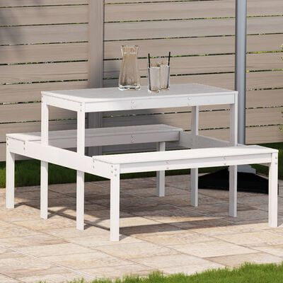 vidaXL Picnic Table White 110x134x75 cm Solid Wood Pine
