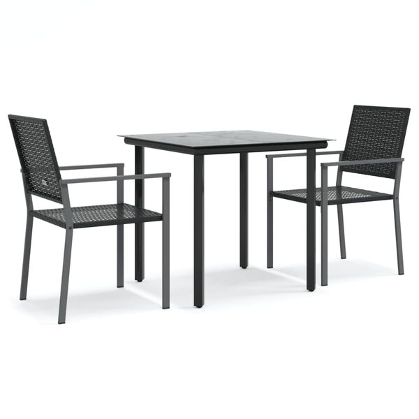 vidaXL 3 Piece Garden Dining Set Poly Rattan and Steel