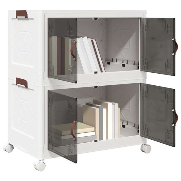 vidaXL Stackable Storage Box with Wheels 2-Tier 75 L 64x40x76 cm