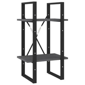 vidaXL Book Cabinet | Grey | Solid Pine Wood and Metal | Medium | Book Cabinet