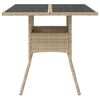 vidaXL Garden Table with Glass Top Beige 80x80x75 cm Poly Rattan
