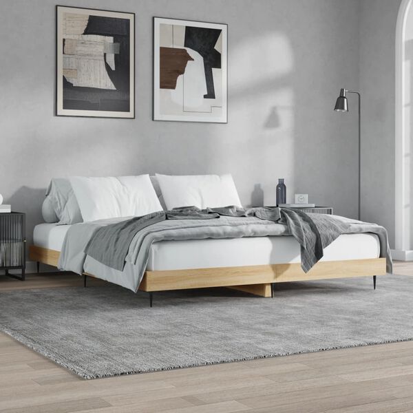 vidaXL Bed Frame without Mattress Sonoma Oak 180x200 cm Super King Engineered Wood