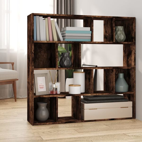 vidaXL Book Cabinet/Room Divider Smoked Oak 105x24x102 cm