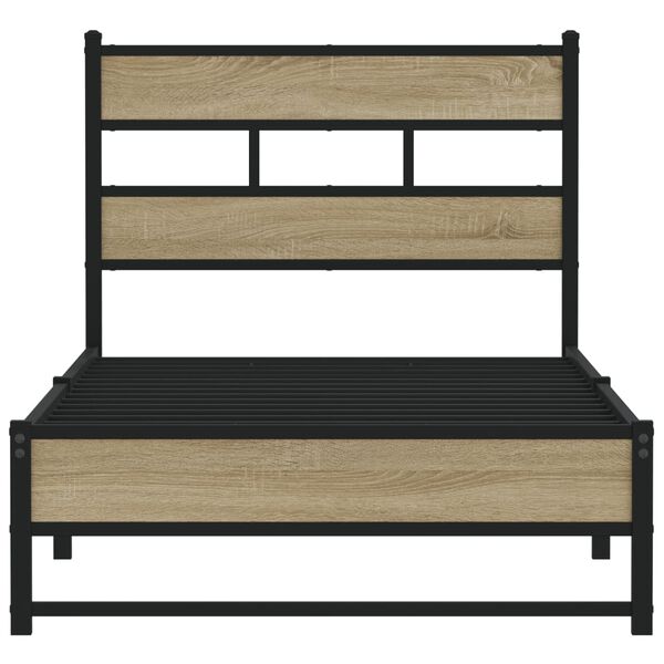 vidaXL Metal Bed Frame without Mattress Sonoma Oak 100x190 cm