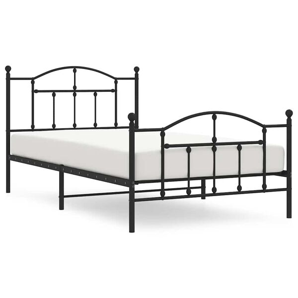 vidaXL Metal Bed Frame without Mattress with Footboard Black 100x200cm