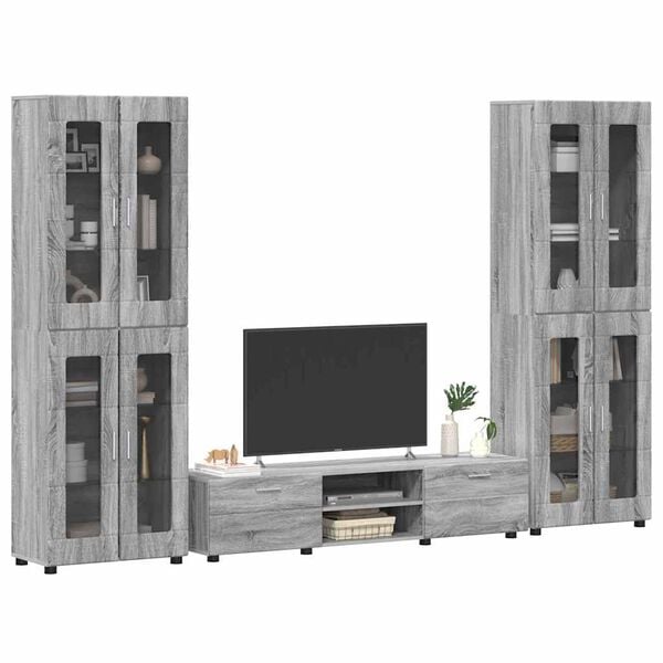 vidaXL TV Cabinet Set with Drawer FLORIN Grey Sonoma Engineered Wood