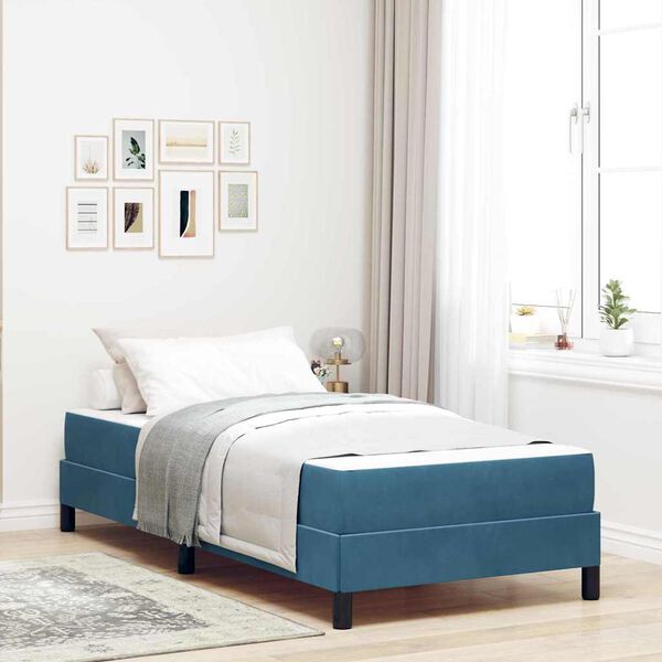 vidaXL Box Spring Bed with Mattress Dark Blue 80 x 220 cm Fabric