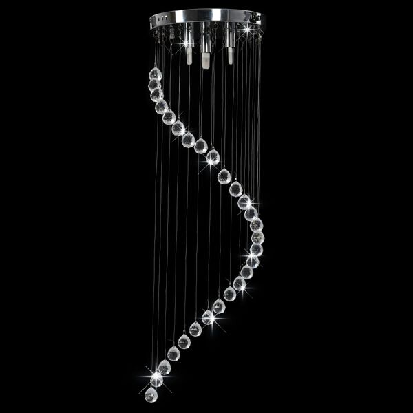 vidaXL Ceiling Lamp with Crystal Beads Silver Spiral G9