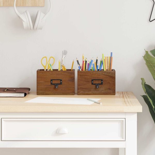 vidaXL Pencil Case Multicolour 18 x 10 x 12 cm Solid Mahogany Wood