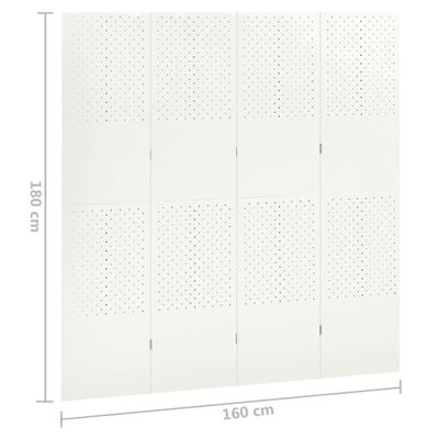 vidaXL 4-Panel Room Dividers 2 pcs White 160x180 cm Steel
