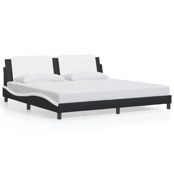 vidaXL Bed Frame without Mattress "Zadar" Black and White 200x200 cm Faux Leather