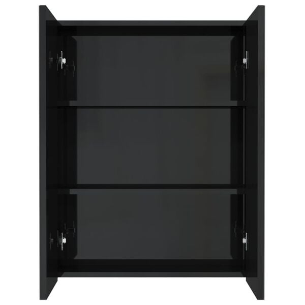 vidaXL Bathroom Mirror Cabinet 60x15x75 cm MDF Shining Black
