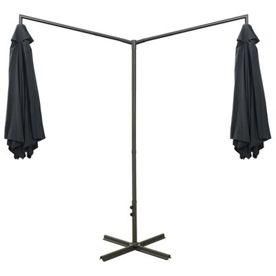 vidaXL Double Parasol with Steel Pole Anthracite 600 cm