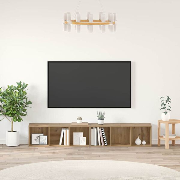 vidaXL TV Cabinet Set Wall-mounted 2 pcs Artisan Oak 37 x 35 x 107cm