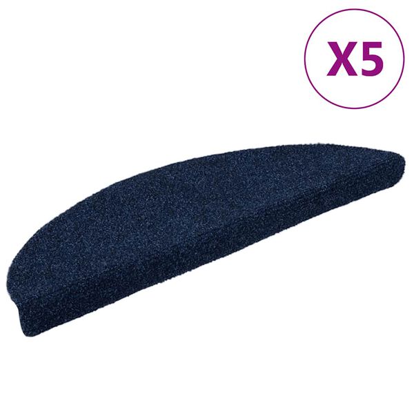 vidaXL Stair Mats Self-adhesive 5 pcs 56x17x3 cm Navy Half Round