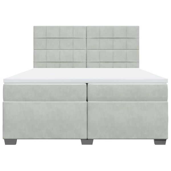 vidaXL Box Spring Bed with Mattress Light Grey 200x200 cm Velvet