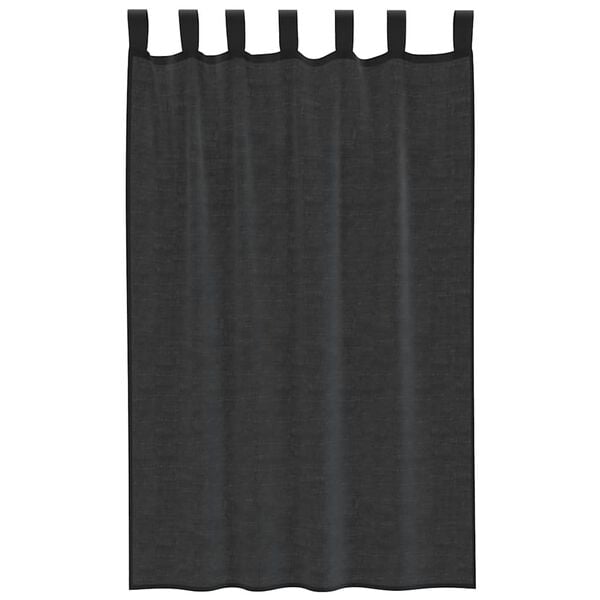 vidaXL Voile Curtains with Tab Top 2 pcs Black