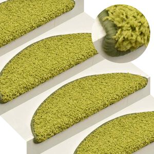 vidaXL Stair Mats 15 pcs 56x17x3 cm Green Half Round