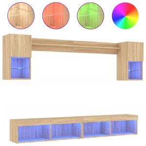 vidaXL 6 Piece TV Wall Units with LED Sonoma Oak Engineered Wood
