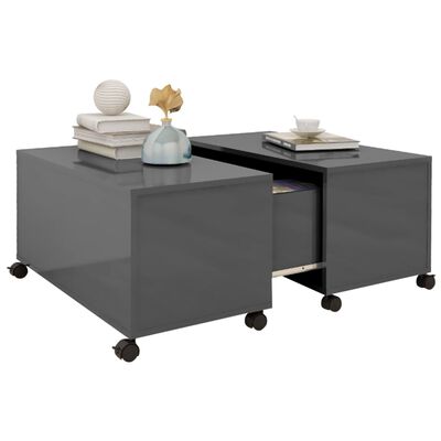 vidaXL Coffee Table High Gloss Grey 75x75x38 cm Engineered Wood
