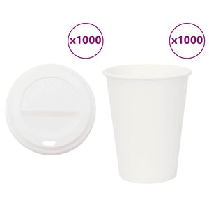 vidaXL Paper Coffee Cups with Lids 1000 pcs 12oz 300ml