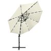 vidaXL Cantilever Garden Parasol with Pole and LED Lights Sand 300 cm
