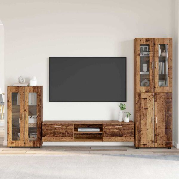 vidaXL TV Cabinet Set with Drawer FLORIN Old Wood Engineered Wood