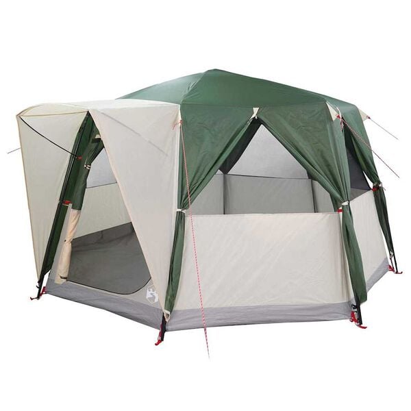 vidaXL Cabin Tent with Roof with Storage Green 425 x 396 x 222 cm