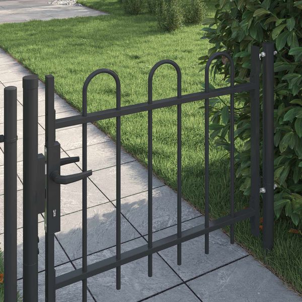 vidaXL Fence Gate with Lock Grey 103 x 124.5 cm Powder-Coated Steel