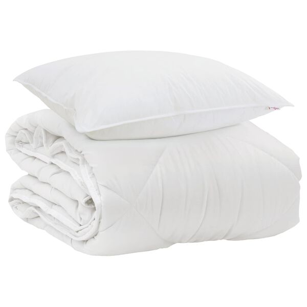 vidaXL All-Season Duvet with Pillow 2 pcs White Microfiber