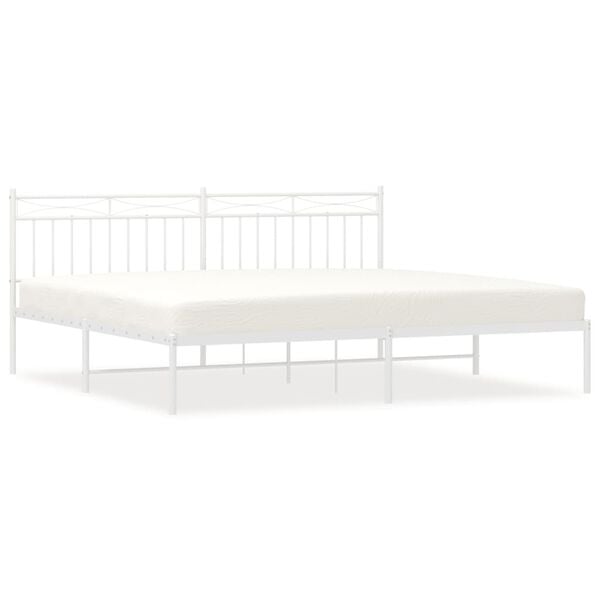vidaXL Metal Bed Frame without Mattress with Headboard White 200x200cm