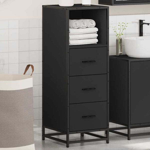 vidaXL Bathroom Cabinet Black 35x37.5x100 cm Engineered Wood