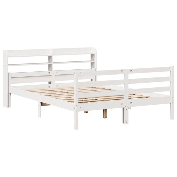vidaXL Bed Frame with Headboard without Mattress White 135x190 cm Double