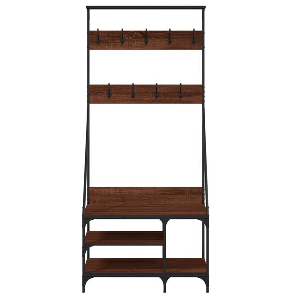 vidaXL Clothes Rack with Shoe Storage Brown Oak 80x40x184 cm