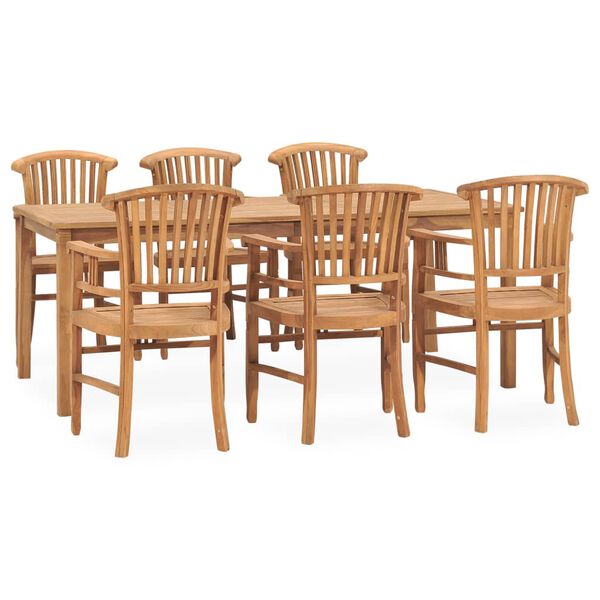 vidaXL 7 Piece Garden Dining Set Solid Teak Wood