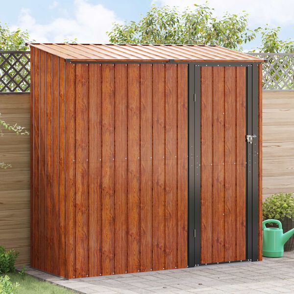vidaXL Garden Sheds Brown 203 x 85.5 x 200 cm Metal