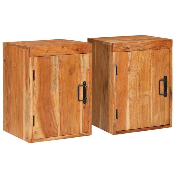 vidaXL Bedside Table 2 pcs Brown 35 x 33 x 48 cm Solid Wood Acacia