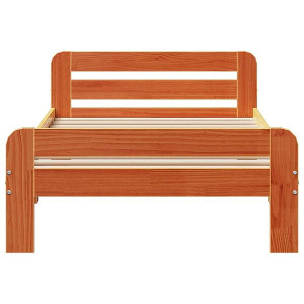 vidaXL Bed Frame without Mattress Wax Brown 90x200 cm Solid Wood Pine