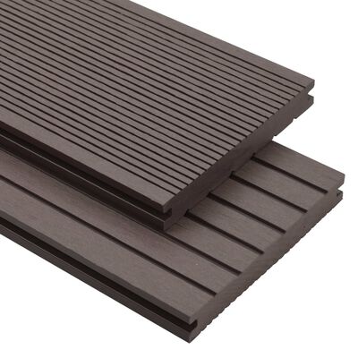 vidaXL WPC Solid Decking Boards with Accessories 10m² 2.2m Dark Brown