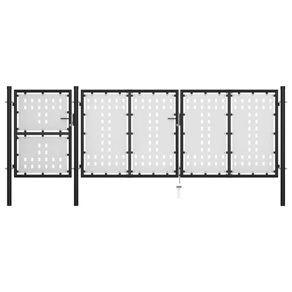vidaXL Garden Gate Steel 400x125 cm Black