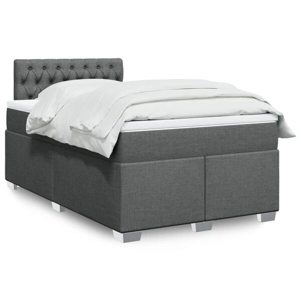vidaXL Box Spring Bed with Mattress Dark Grey 120x190 cm Fabric